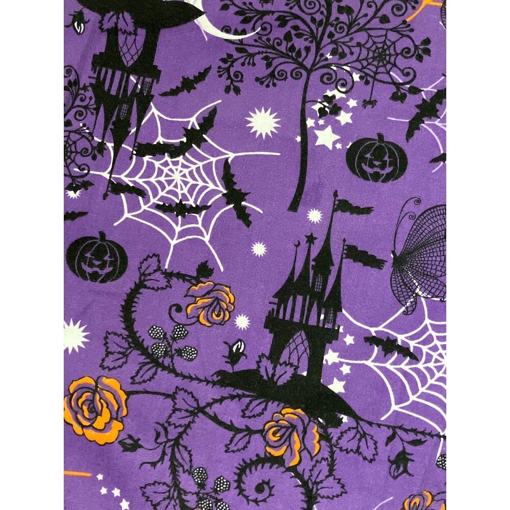 Halloween-Themed Nurse Scrub Top - Spooky Fairy Tale Purple  Size Lg